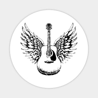 Acoustic Guitar with Wings Shirt Acoustic Guitar Magnet